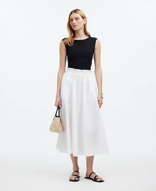 Fine Poplin Double Maxi Skirt