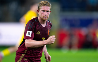 Kevin De Bruyne of Belgium looks on during the FIFA 2026 World Cup Qualifier match between Belgium and Kazakhstan at Lotto Park on September 7, 2025 in Brussels, Belgium.
