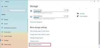 Windows 10 Storage settings on version 2004