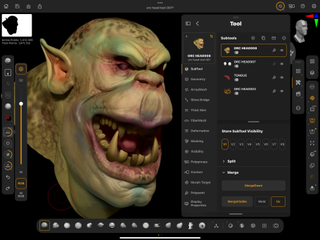 ZBrush for iPad: everything you need to know; a sculpt of an orc on an iPad