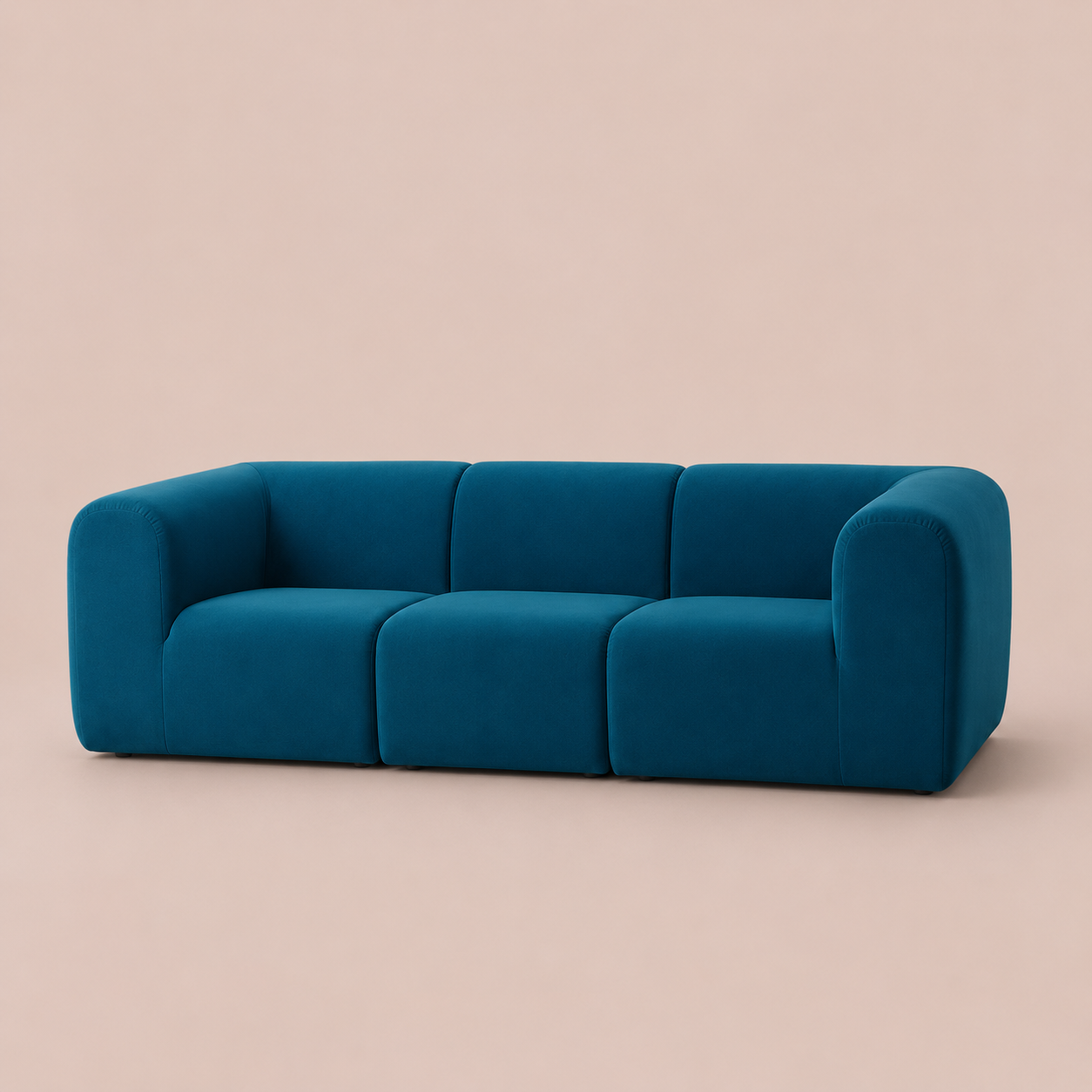 Blue sofa on a pink background
