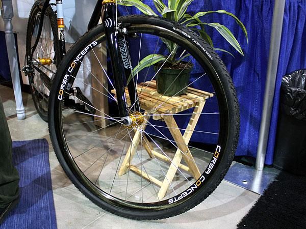 Portland, Oregon-based Corsa Concepts showed off one of its new carbon clincher road wheels at NAHBS.