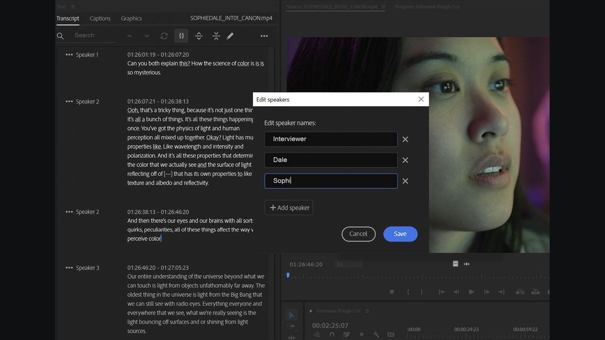 Premiere Pro text editing.