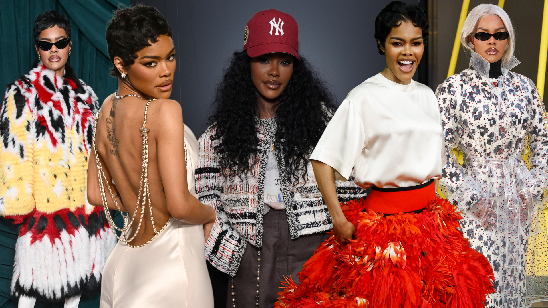 Teyana Taylor wearing several different Chanel outfits across red carpets and her Chanel Tribeca panel