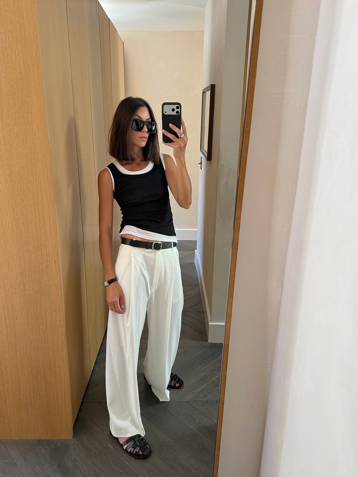 An image of a woman wearing non jeans fall outfit idea 2026