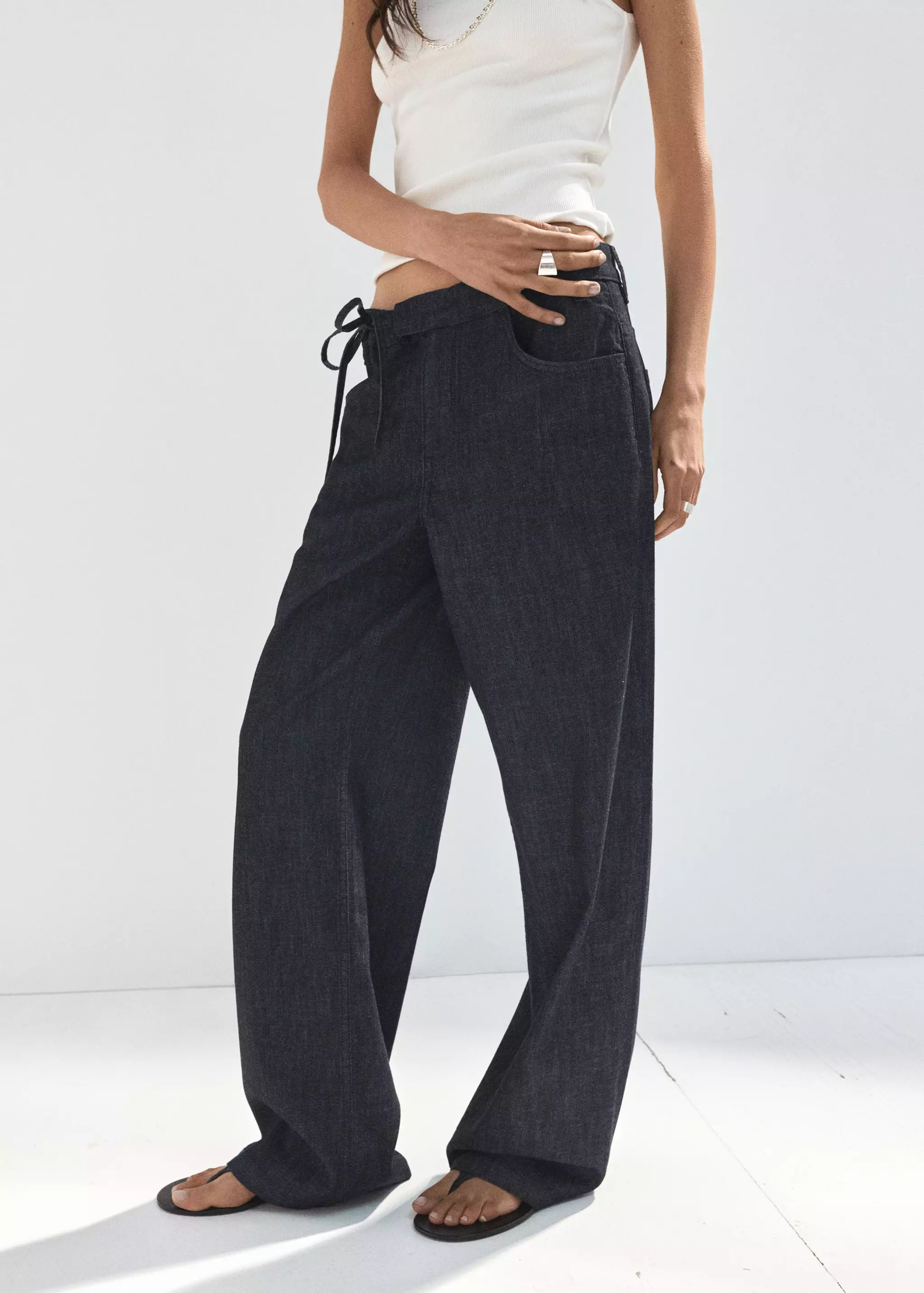 Low-Rise Tie Jeans - Women | Mango United Kingdom