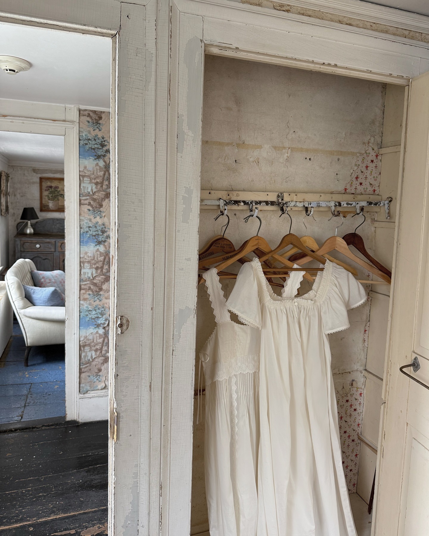 Influencer wearing white nightgown dress.
