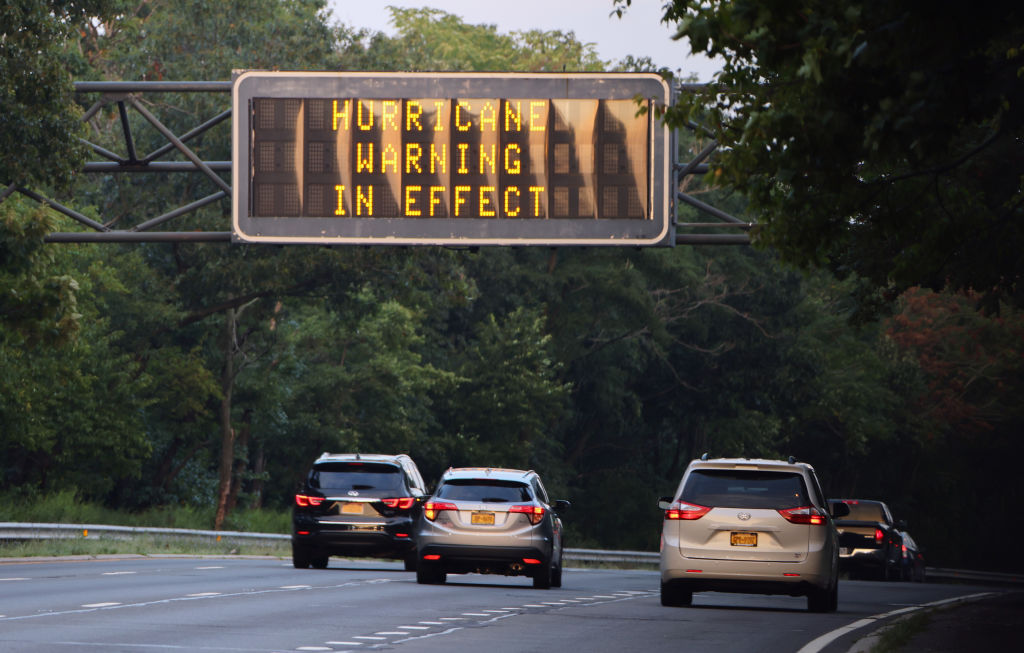 Hurricane warning sign in New York.