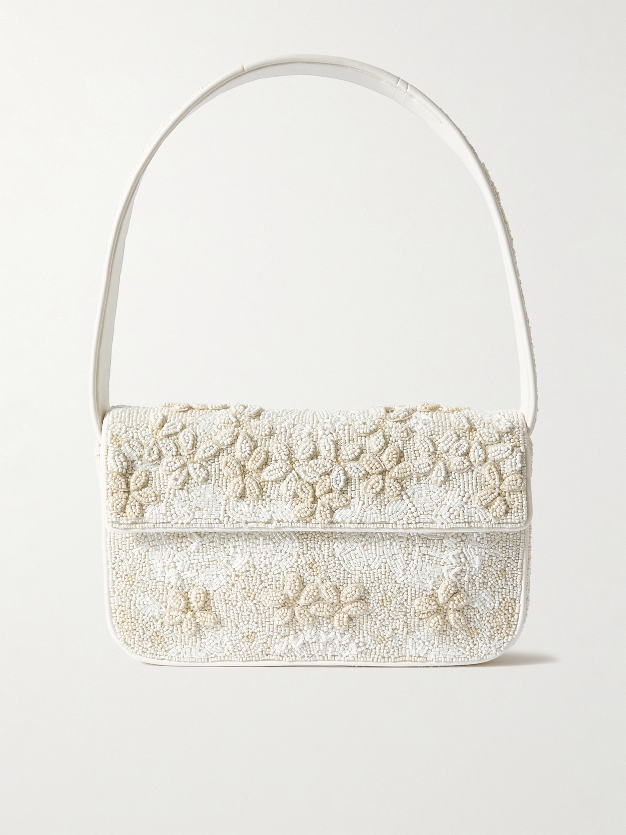 Tommy Vegan Leather-Trimmed Beaded Satin Shoulder Bag