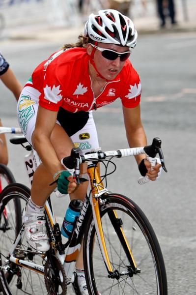 Leah Kirchmann (Colavita-Forno d'Asolo) sporting her new Canadian National Champion jersey before getting second today.