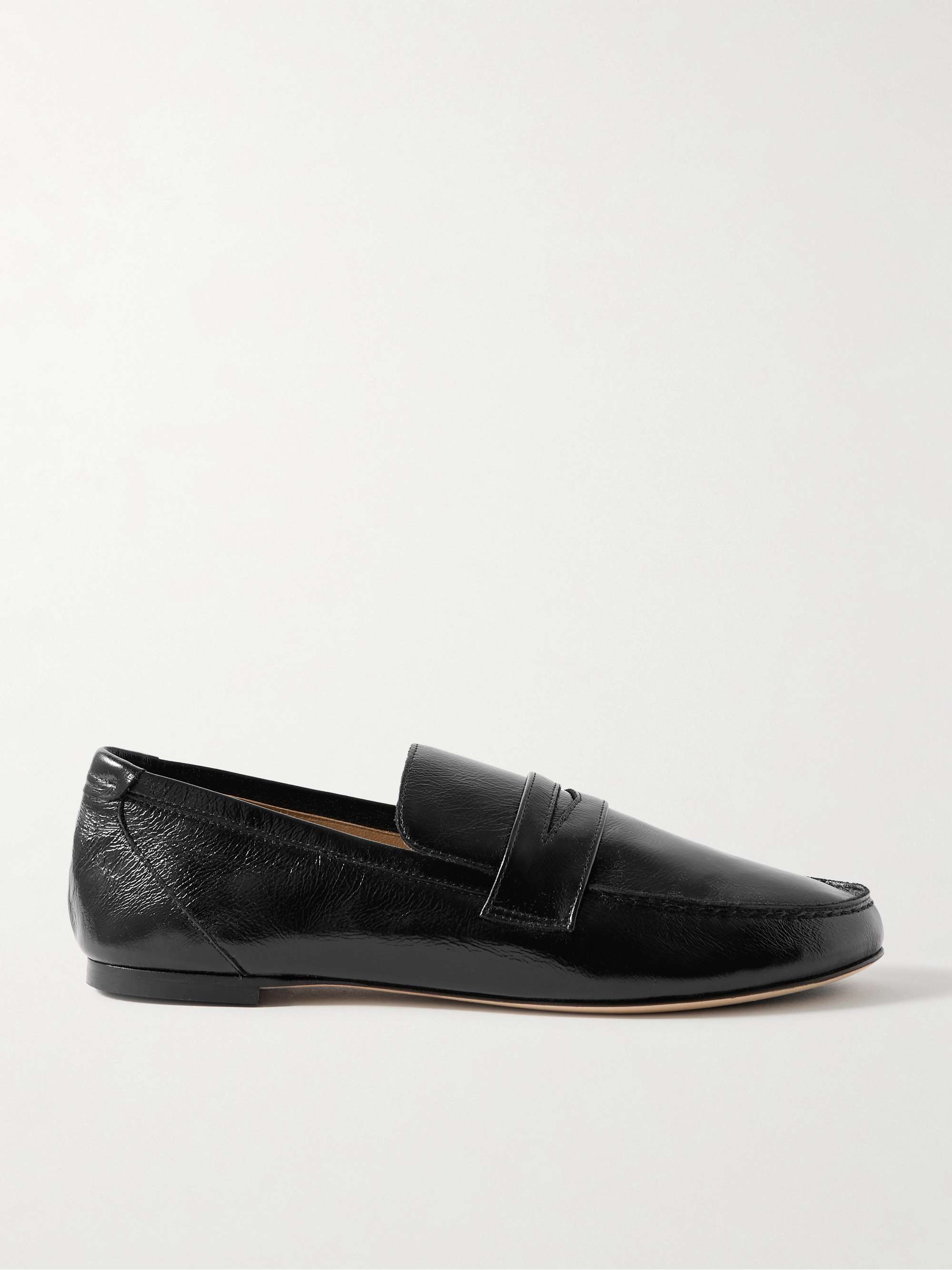 Crinkled-Leather Loafers