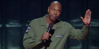 Dave Chappelle in his comedy special, Sticks & Stones, on Netflix.