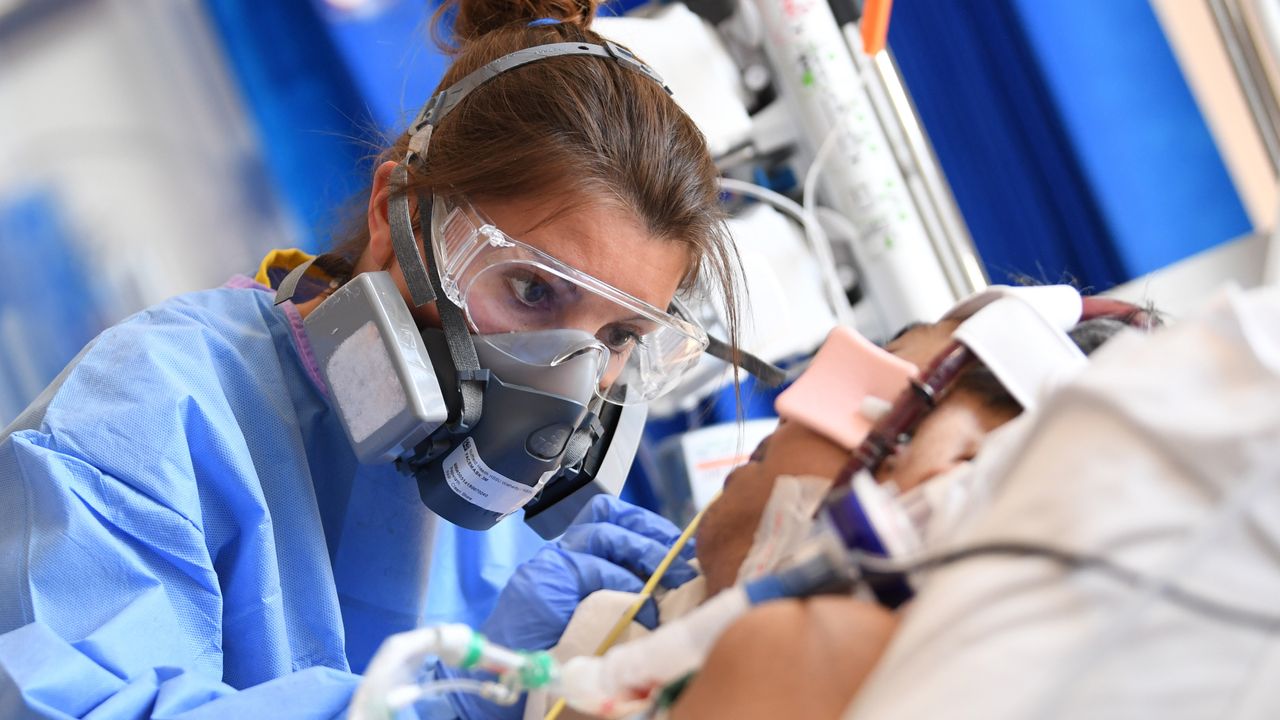 A Covid patient receiving treatment