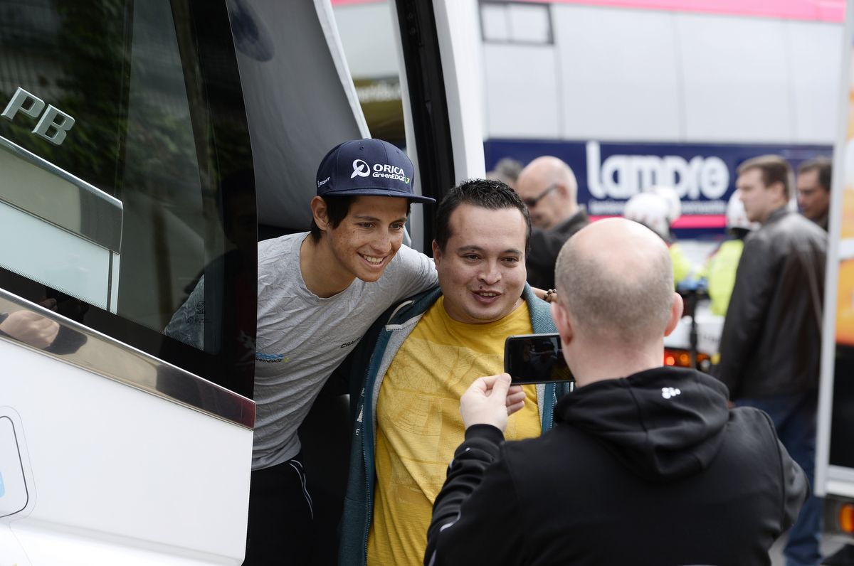 Esteban Chaves is a fan favourite and always willing to pose for a photo