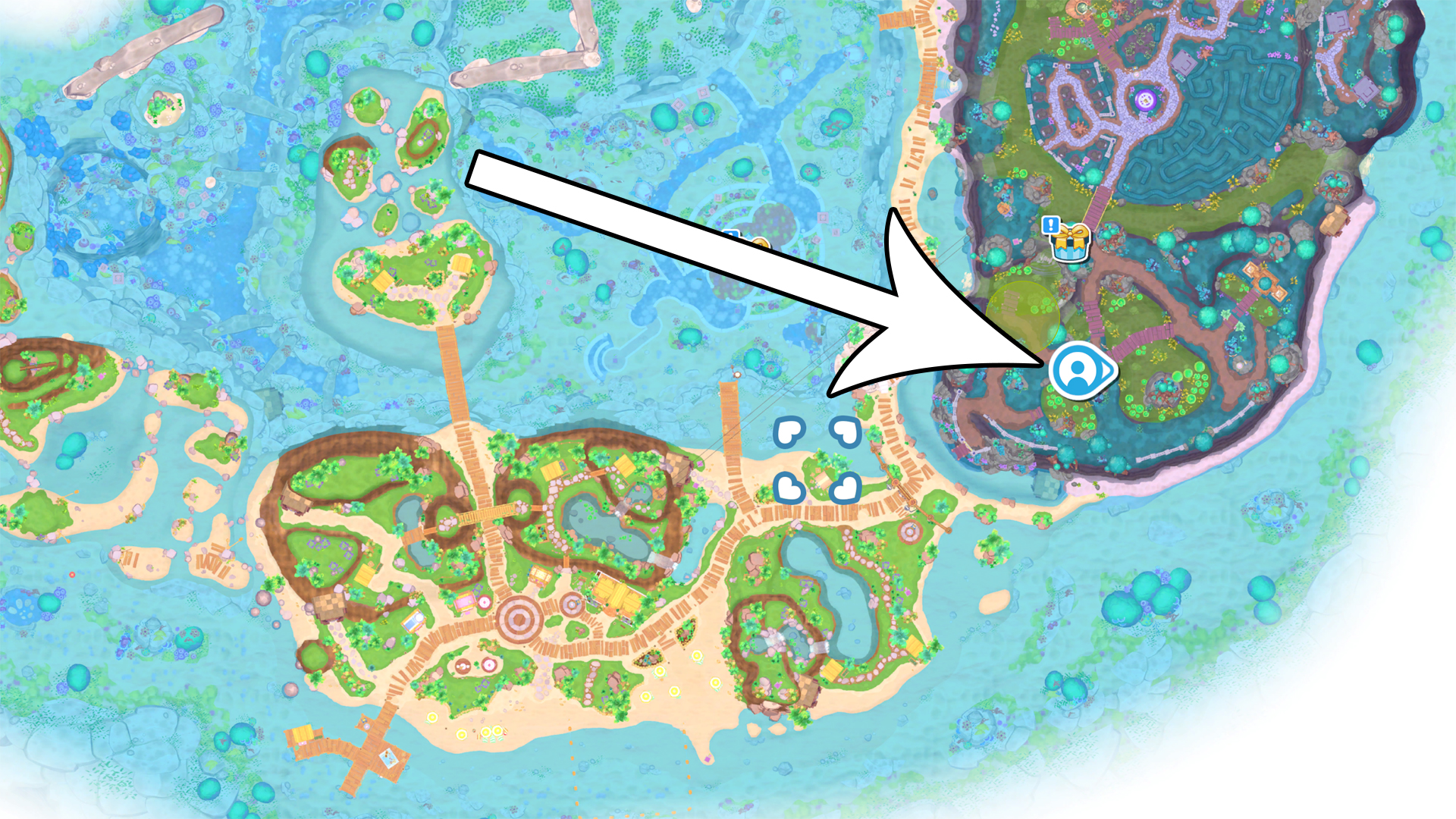 Keroppi's location in Hello Kitty Island Adventure.