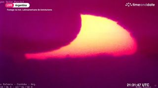 A livestream from TimeandDate.com captured this stunning view of a solar eclipse in Argentina on April 30, 2022.