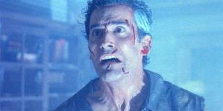 Bruce Campbell as Ash Williams close-up in Evil Dead II