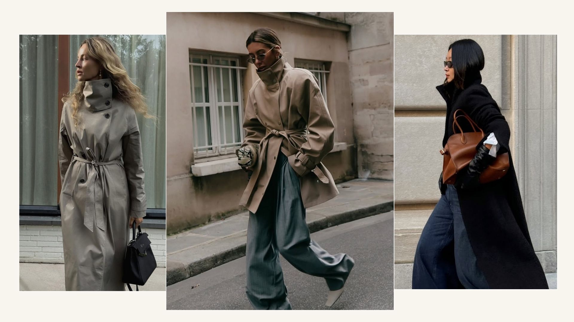 Influencers wearing funnel-neck coats.