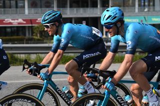 Jakob Fuglsang (left) and Hugo Houle (Team Astana -Premier Tech) racing on stage 1 of Tirreno-AdriaticoLIDO DI CAMAIORE ITALY MARCH 10 Jakob Fuglsang of Denmark Hugo Houle of Canada and Team Astana Premier Tech during the 56th TirrenoAdriatico 2021 Stage 1 a 156km stage from Lido di Camaiore to Lido di Camaiore TirrenoAdriatico on March 10 2021 in Lido di Camaiore Italy Photo by Tim de WaeleGetty Images