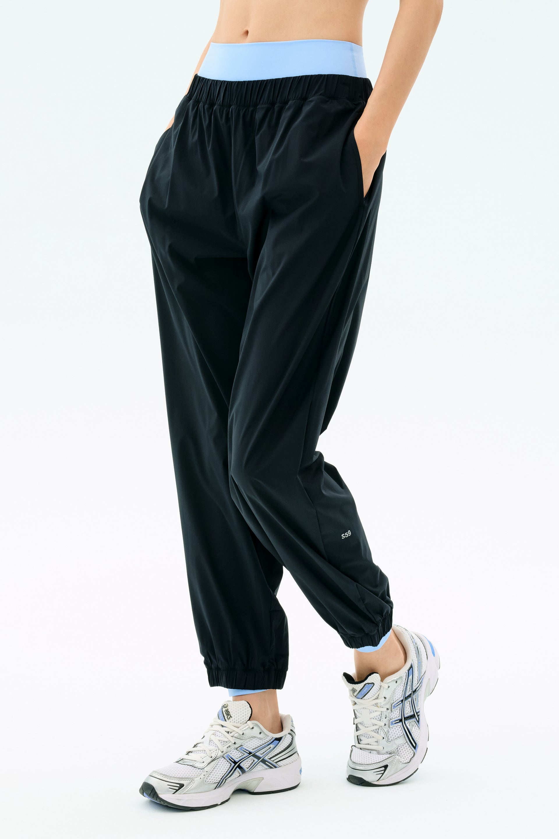 Megan Woven Nylon Jogger - Black - Black / Xs