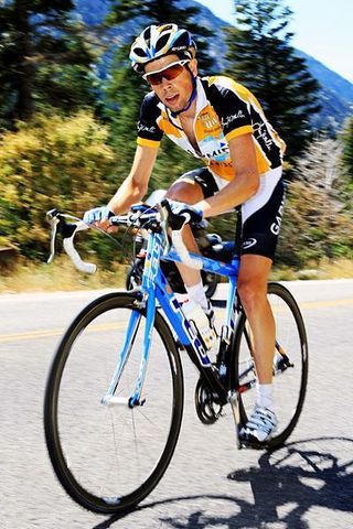 Blake Caldwell in the Tour of Utah leader's jersey during the 2008 edition.