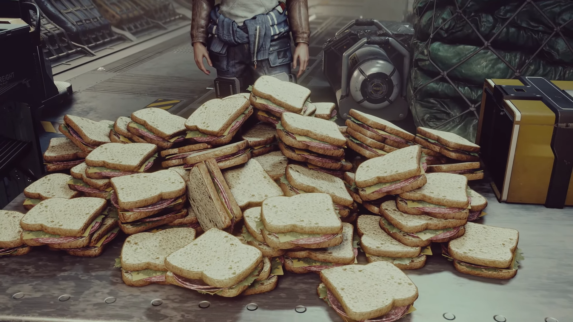 A pile of sandwiches