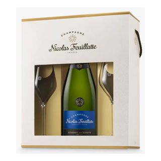 Nicolas Feuillatte Brut Champagne and 2 Glasses Set