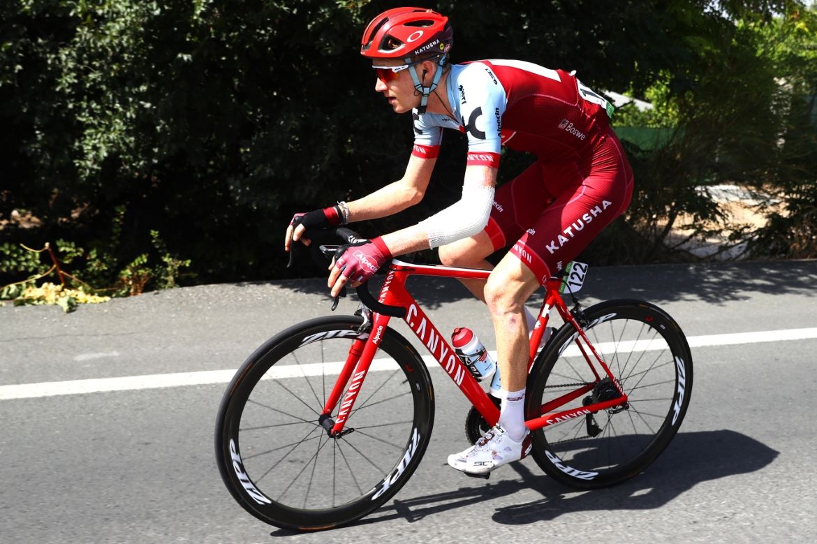 A battered Ian Boswell after a crash on stage 4