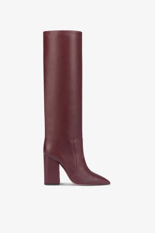 Knee-High Boots in Smooth Burgundy Leather - Paris Texas