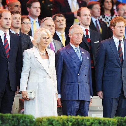 Prince William, Duke of Cambridge, Camilla, Duchess of Cornwall, Charles, Prince of Wales and Prince Harry attend the Opening Ceremony of the Invictus Games at Olympic Park