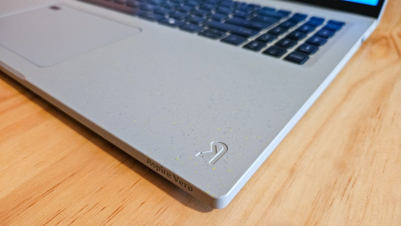 Acer Aspire Vero 16 - indented logo corner of laptop
