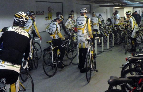 The riders return from their two-hour training ride.