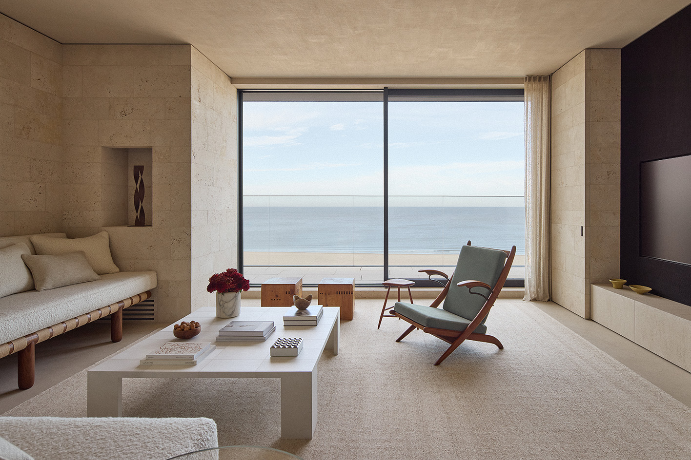 views of neutral colours and minimalist interior in belgian penthouse