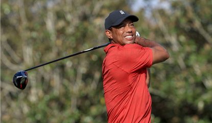 Tiger Woods Hits A Drive