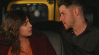 Priyanka Chopra Jonas and Nick Jonas looking at each other in Love Again 