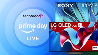 Sony and LG TVs with a sign saying "Prime Day live"