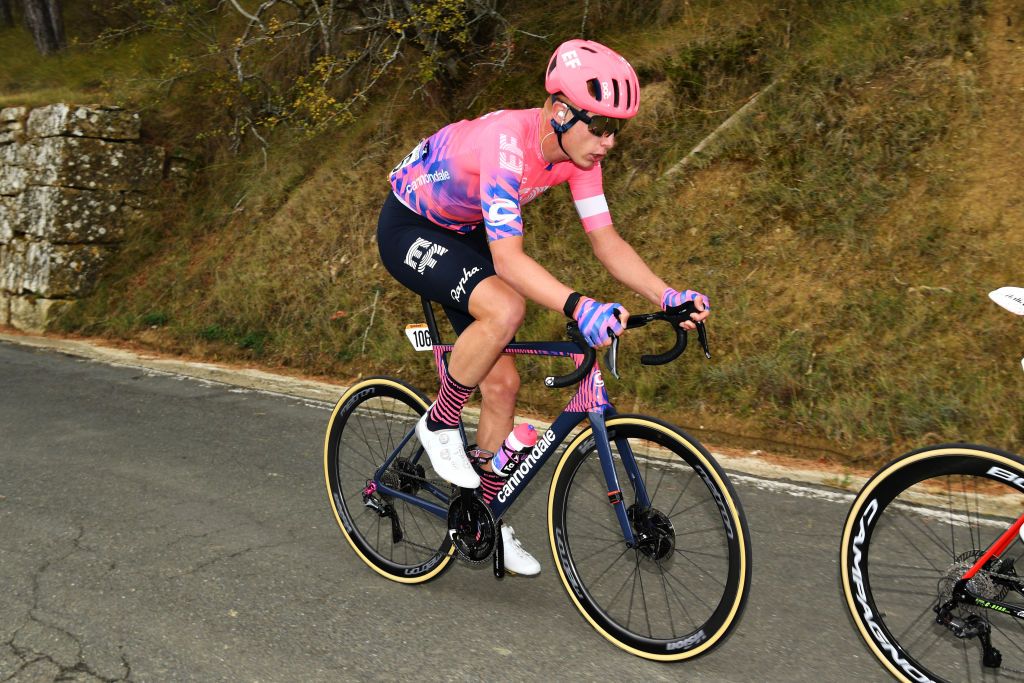LEKUNBERRI SPAIN OCTOBER 21 Julius Van Den Berg of The Netherlands and Team EF Pro Cycling Breakaway during the 75th Tour of Spain 2020 Stage 2 a 1516km stage from Pamplona to Lekunberri lavuelta LaVuelta20 La Vuelta on October 21 2020 in Lekunberri Spain Photo by David RamosGetty Images