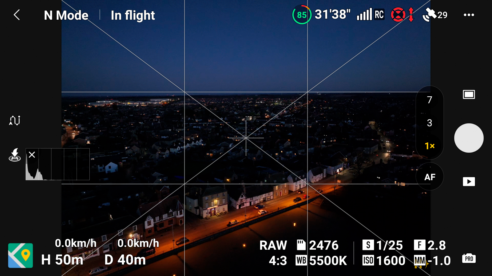 DJI Mavic 3 Pro smart controller screengrab showing night photo settings
