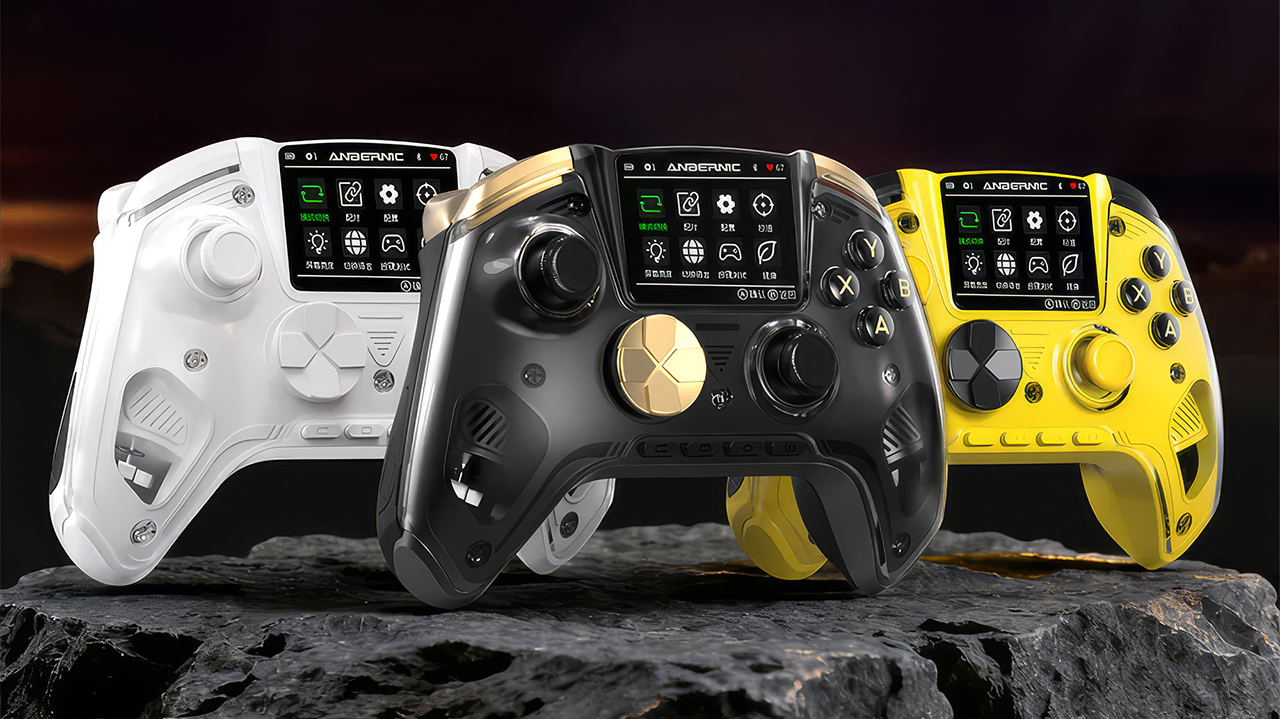Anbernic RG G01 game controller with heart rate monitoring &ndash; in black, white and yellow