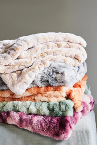 Anthropologie Luxe Faux Fur Throw Blanket