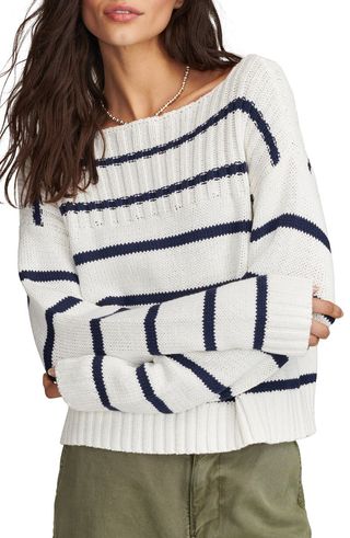 Stripe Cotton Crop Sweater