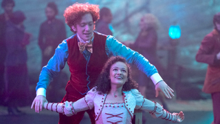 Still of Ethan Slater and Marissa Bod from the Wicked trailer. 