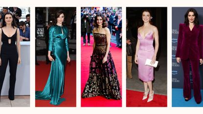 Rachel Weisz Gallery - a collage of five of Rachel Weisz's best looks