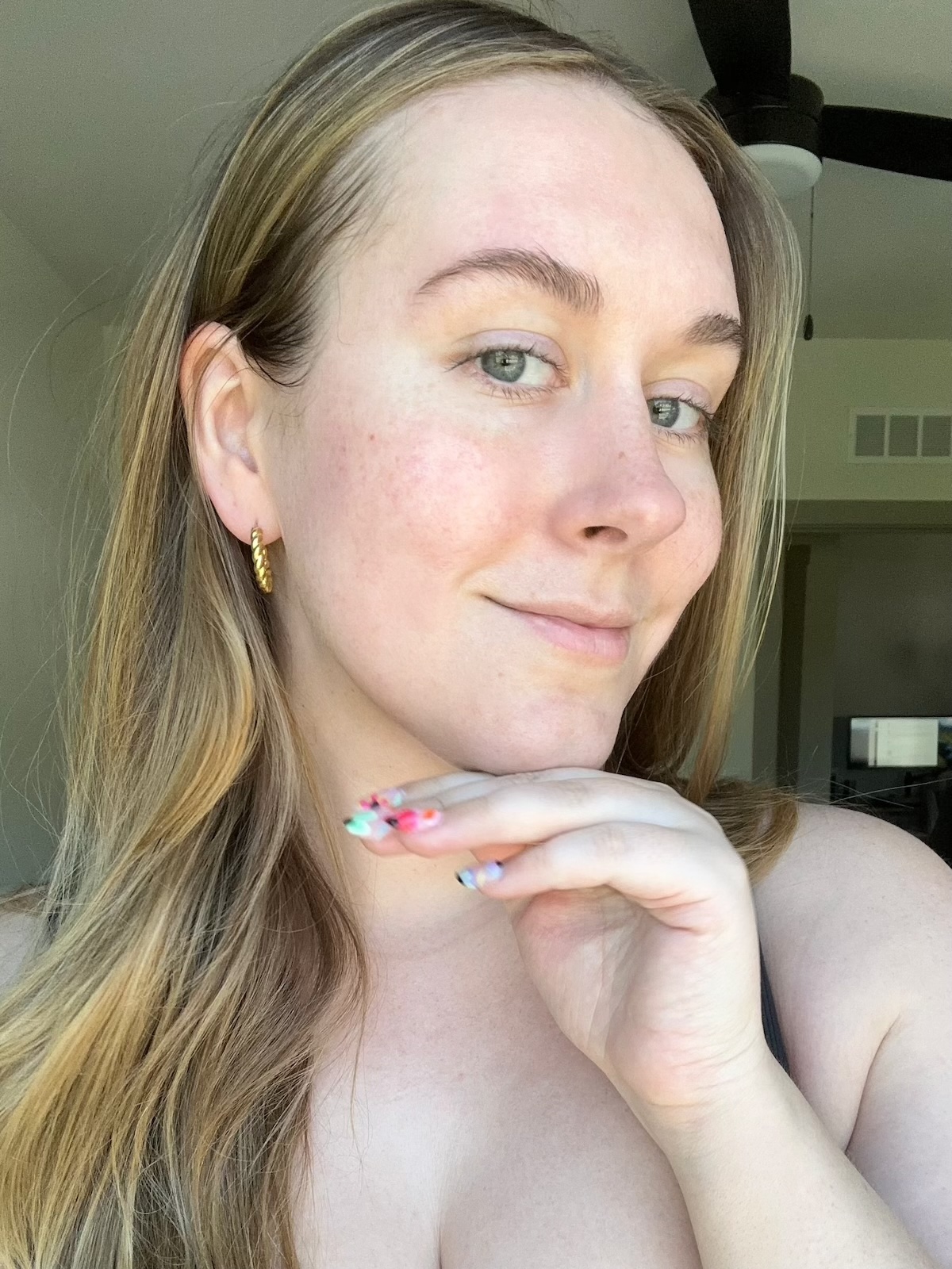 Beauty editor Kaitlyn McLintock after using ESW Beauty sheet mask.