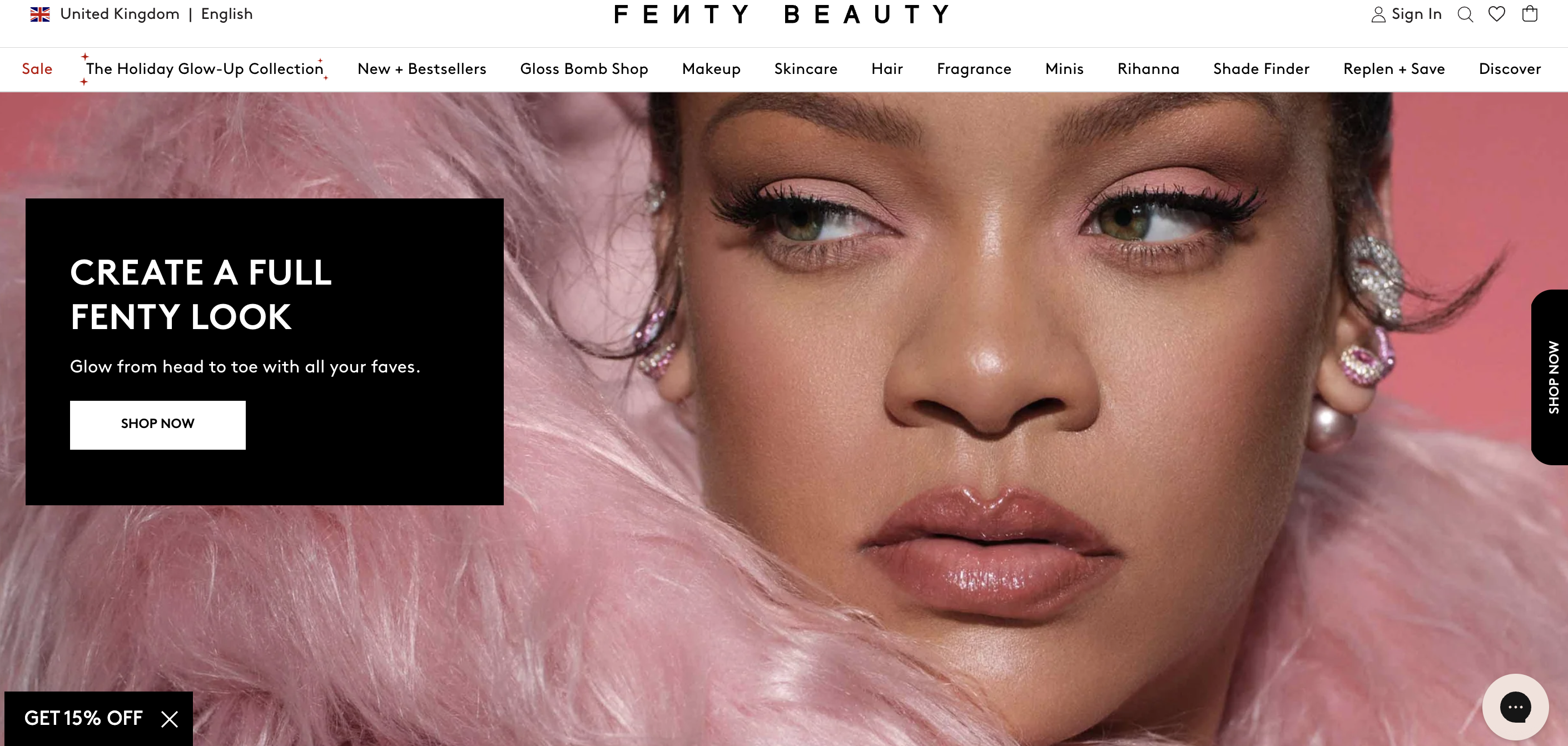 Fenty Beauty website screenshot