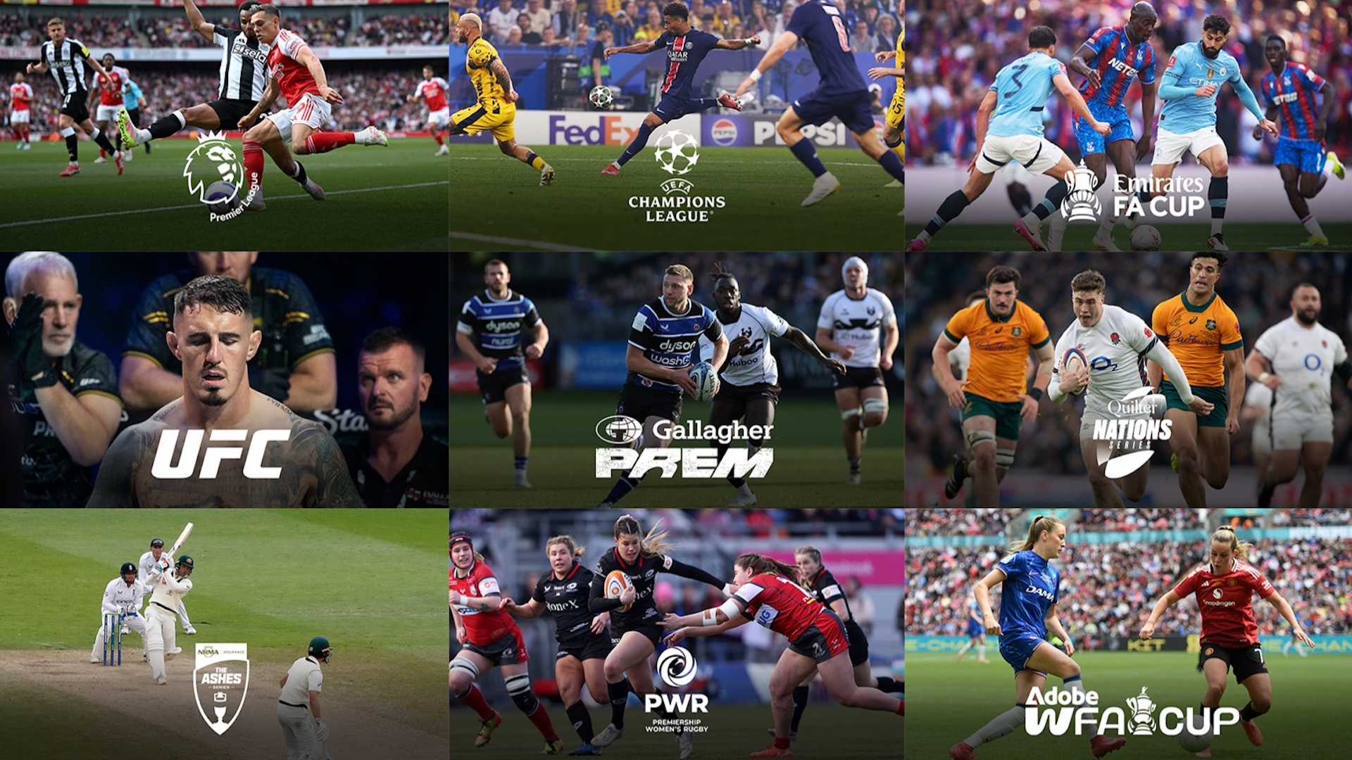 Images of various sports sliced together 