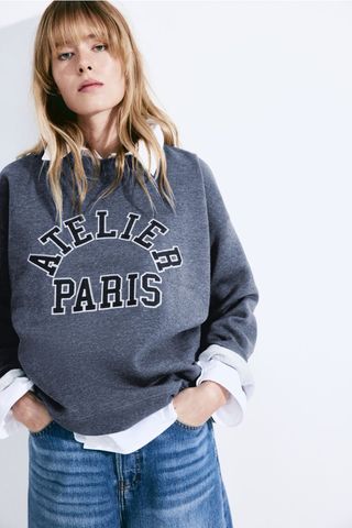 Sweatshirt With Text Motif