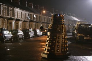 A Dalek on the streets of the UK in Doctor Who.