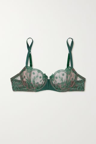 + Net Sustain Siracusa Dream Satin-Trimmed Embroidered Tulle Underwired Bra