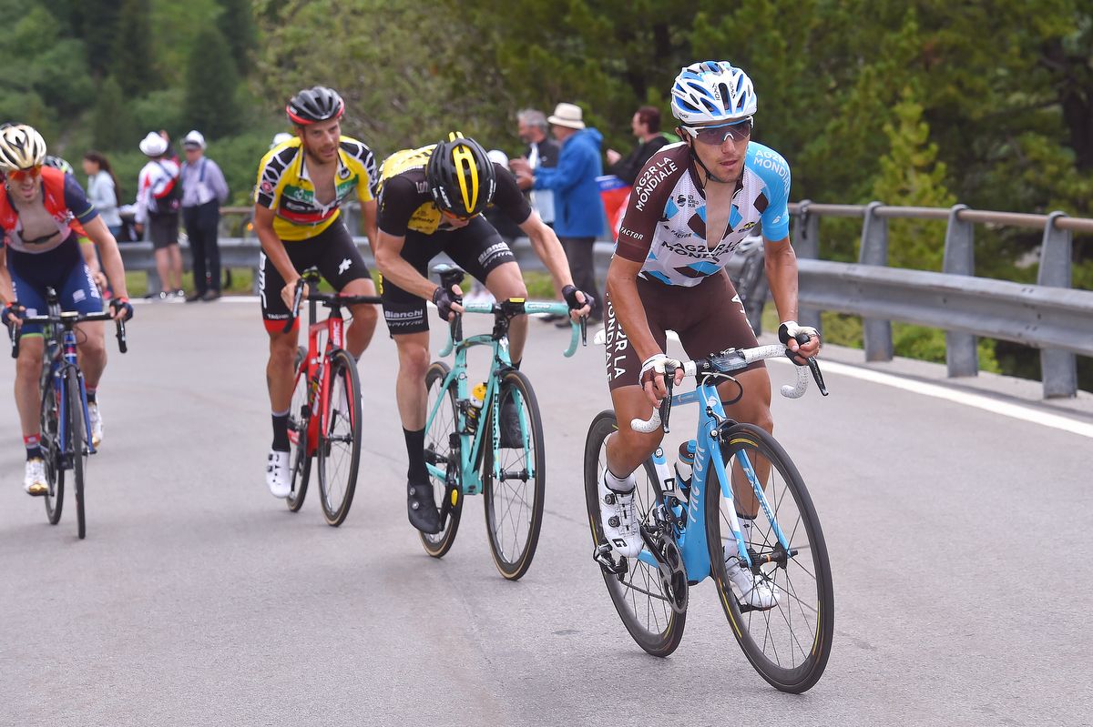 Domenico Pozzovivo (AG2R La Mondiale) riding away from his rivals